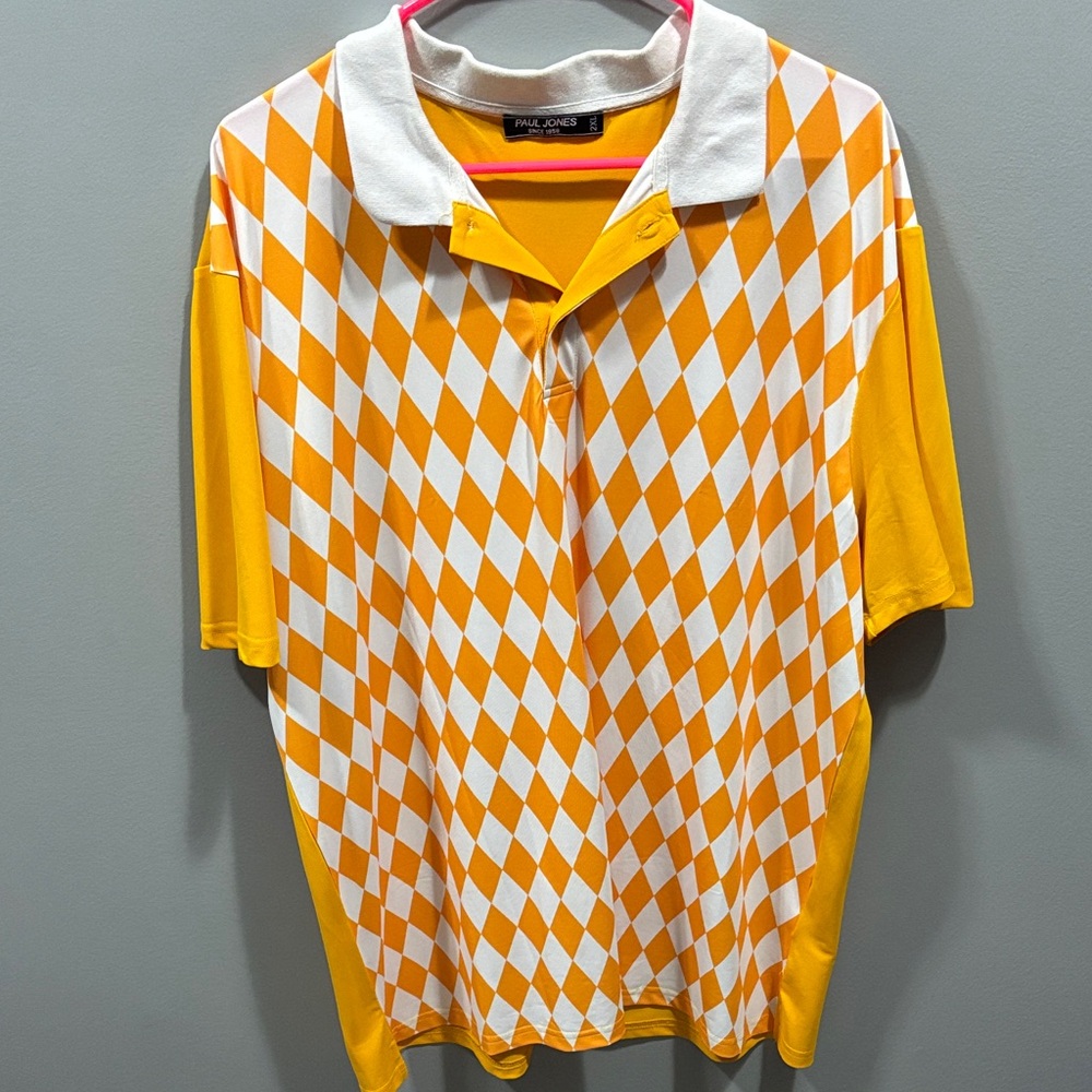 Men's Yellow and White Checkered Shirt